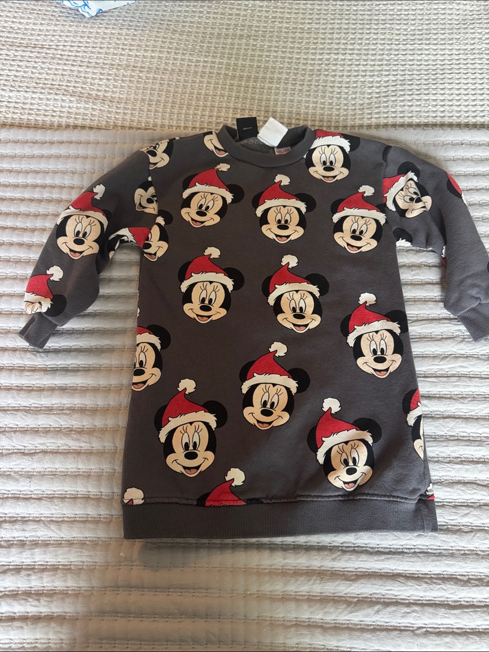 Like New Zara Kids Minnie Mouse Holiday Sweatshirt Dress - Dark Gray - Sz 2-3Y